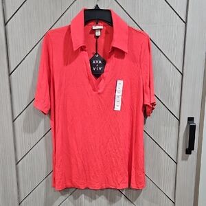 Ava & Viv Coral Collared Shirt